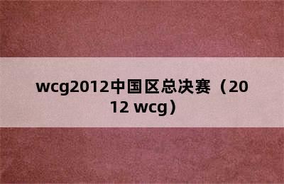 wcg2012中国区总决赛（2012 wcg）